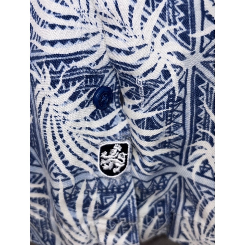 Nat Nast Mens Medium Button Up Silk Blend Palm Print Blue Hawaiian Camp Casual - Picture 8 of 9